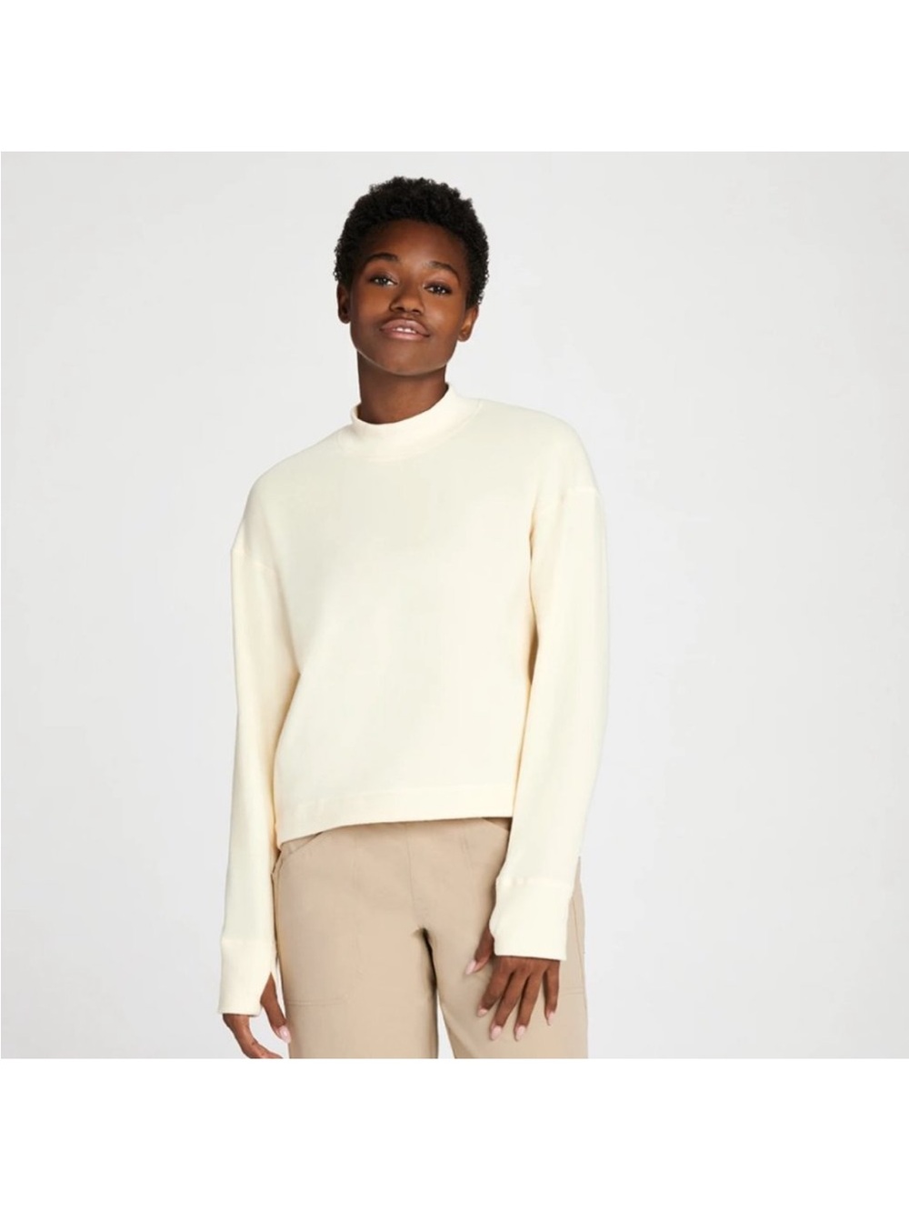 HOKA W Fleece Crew Sweatshirt Lightweight IN Color Shortbread XXL